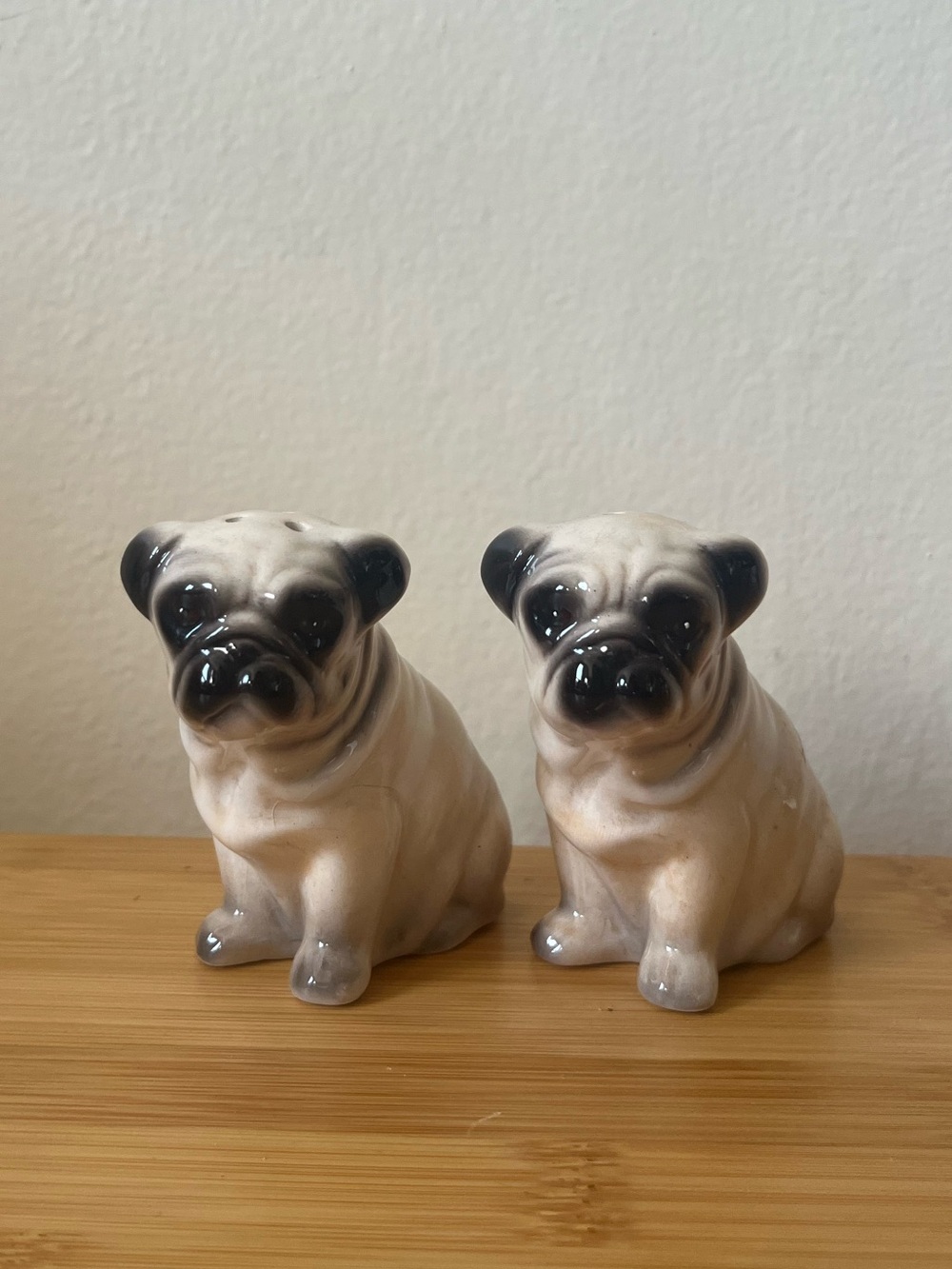 Ceramic Pug Salt and Pepper Shakers - VINTAGE